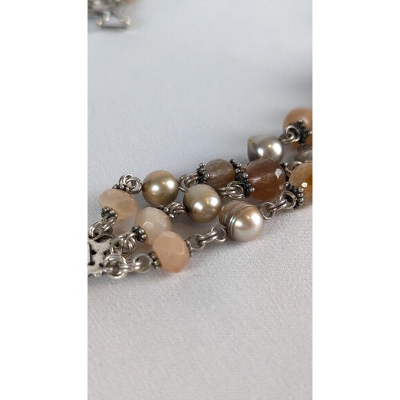 Stephen Dweck Vintage Necklace Triple Strand Smoky Quartz Sterling Silver Estate - Picture 9 of 10